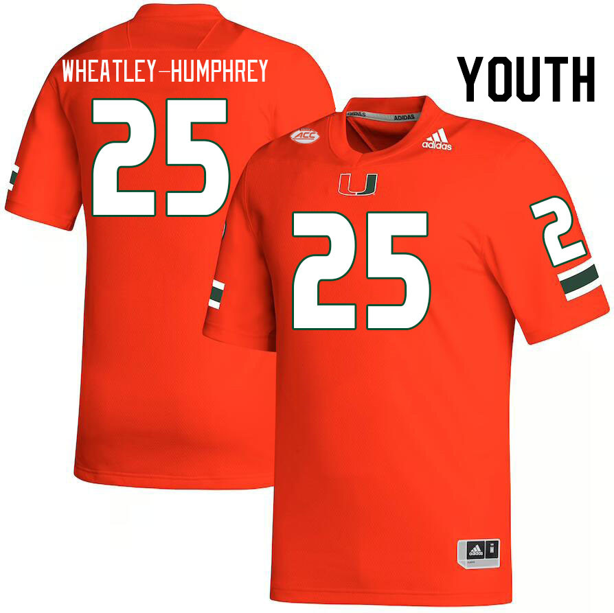 Youth #25 Chris Wheatley-Humphrey Miami Hurricanes College Football Jerseys Stitched-Orange